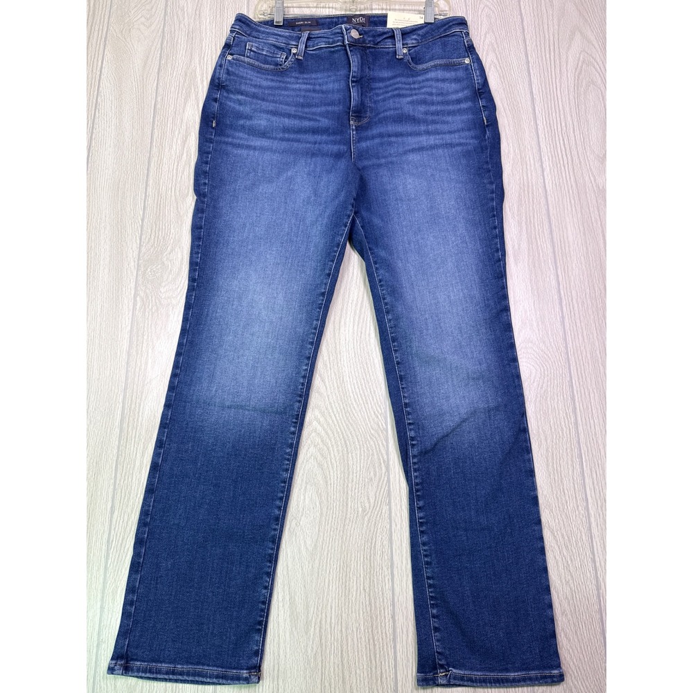 NYDJ HR Sheri Slim Straight Jeans In Opera Blue Size 14 New With Tags